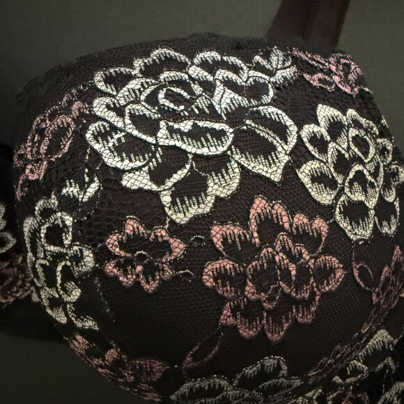Torrid Curve 44B Black Floral Lace Push-Up Plunge Bra Adjustable Convertible - Picture 5 of 12